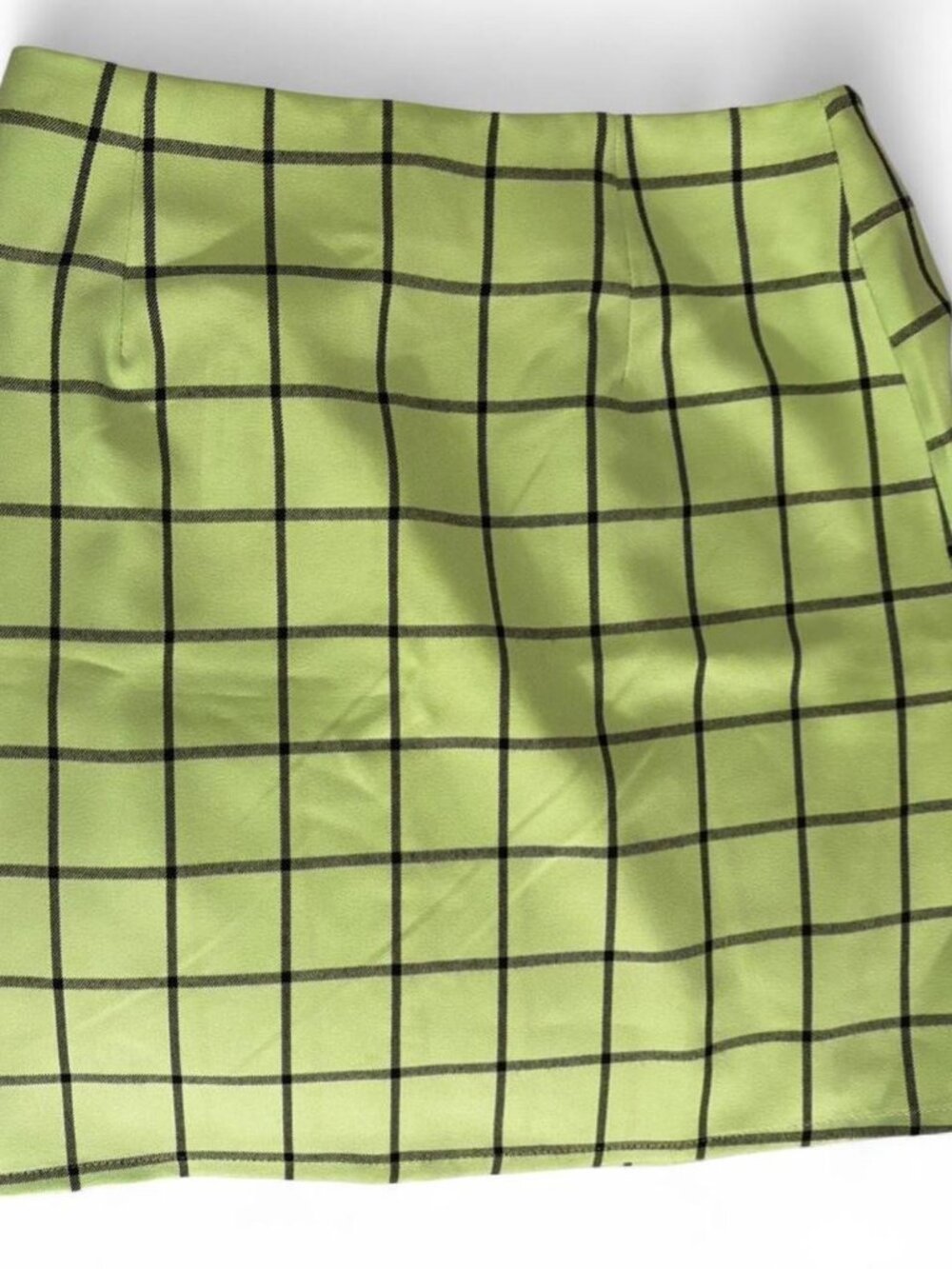 Brand New Nasty Gal Lime Green Plaid Mini Skirt, Size 6